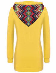 Fashion Patchwork Pullover Hoodie Floral Print Long Sleeve