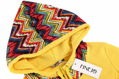 Fashion Patchwork Pullover Hoodie Floral Print Long Sleeve