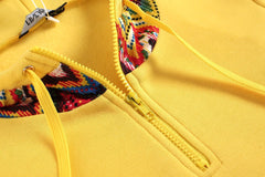 Fashion Patchwork Pullover Hoodie Floral Print Long Sleeve