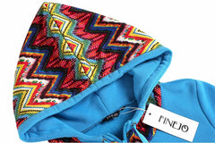 Fashion Patchwork Pullover Hoodie Floral Print Long Sleeve