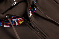 Fashion Patchwork Pullover Hoodie Floral Print Long Sleeve