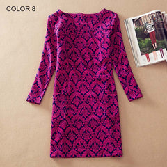 Fashion Flower Print Long Sleeve Casual Autumn Dress