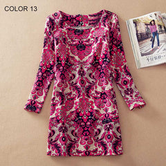 Fashion Flower Print Long Sleeve Casual Autumn Dress