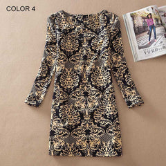 Fashion Flower Print Long Sleeve Casual Autumn Dress