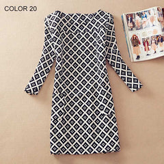 Fashion Flower Print Long Sleeve Casual Autumn Dress