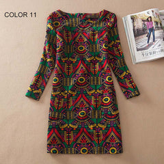 Fashion Flower Print Long Sleeve Casual Autumn Dress