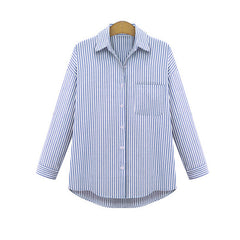 One Pocket Turn-down Collar Full Sleeves Casual Top