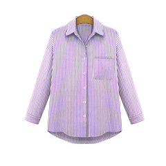 One Pocket Turn-down Collar Full Sleeves Casual Top