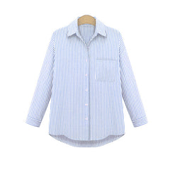 One Pocket Turn-down Collar Full Sleeves Casual Top