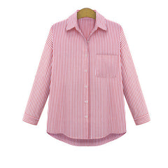 One Pocket Turn-down Collar Full Sleeves Casual Top