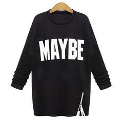 Letter Print Fleece Long Sleeve Sweatshirt
