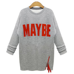 Letter Print Fleece Long Sleeve Sweatshirt