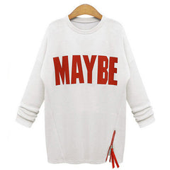 Letter Print Fleece Long Sleeve Sweatshirt