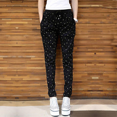Casual Loose Tie Elastic Waist Pencil Harem Pants