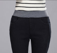High Waist Thicken Fleeces Elastic Waist Pencil Pant