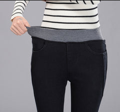 High Waist Thicken Fleeces Elastic Waist Pencil Pant