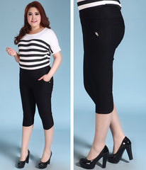 Capris Pants High Waist Elastic Women Casual Pants