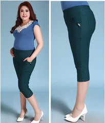 Capris Pants High Waist Elastic Women Casual Pants