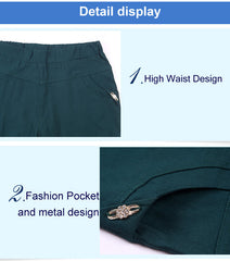 Capris Pants High Waist Elastic Women Casual Pants