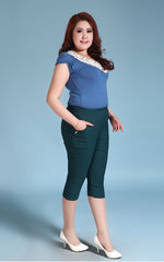 Capris Pants High Waist Elastic Women Casual Pants