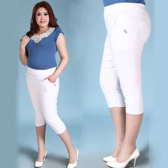Capris Pants High Waist Elastic Women Casual Pants