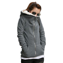Fashion Zipper Up Thick Fleece Outwear Casual Coats Jacket